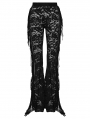 Black Sexy Gothic Floral Mesh Lace Flared Trousers for Women