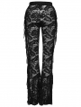 Black Sexy Gothic Floral Mesh Lace Flared Trousers for Women