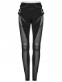 Black Sexy Gothic Punk Mesh Spliced Hollow Out Leggings for Women
