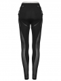 Black Sexy Gothic Punk Mesh Spliced Hollow Out Leggings for Women