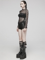 Black Gothic Punk Cross Eyelet Hot Shorts for Women