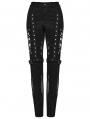Black Gothic Punk Mesh Splicing Hollow Washed Jeans for Women
