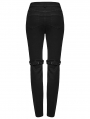 Black Gothic Punk Mesh Splicing Hollow Washed Jeans for Women