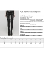 Black Gothic Punk Mesh Splicing Hollow Washed Jeans for Women