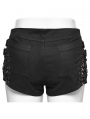 Black Gothic Punk Hollow Eyelet Low Waist Hot Shorts for Women