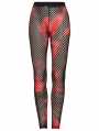 Black and Red Sexy Gothic Punk Perspective Mesh Leggings for Women