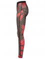 Black and Red Sexy Gothic Punk Perspective Mesh Leggings for Women