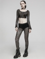 Black Gothic Punk Mesh Perspective Leggings for Women