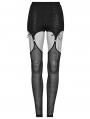 Black Gothic Sexy Patterned Mesh Garter Leggings for Women