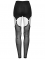 Black Gothic Sexy Patterned Mesh Garter Leggings for Women