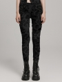 Black Gothic Decayed Punk Slim Fit Long Trousers for Women