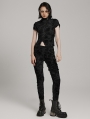 Black Gothic Decayed Punk Slim Fit Long Trousers for Women