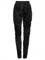 Black Gothic Decayed Punk Slim Fit Long Trousers for Women