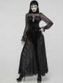 Black Sexy Gothic Bat Velvet Lace Long Mesh Sleeve Dress