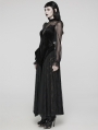 Black Sexy Gothic Bat Velvet Lace Long Mesh Sleeve Dress