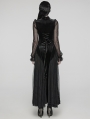 Black Sexy Gothic Bat Velvet Lace Long Mesh Sleeve Dress