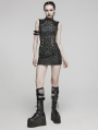 Black Gothic Punk Eyelets Snake-Skin Pattern Sleeveless Short Dress