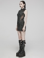 Black Gothic Punk Eyelets Snake-Skin Pattern Sleeveless Short Dress