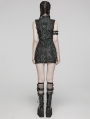 Black Gothic Punk Eyelets Snake-Skin Pattern Sleeveless Short Dress