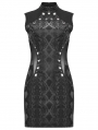 Black Gothic Punk Eyelets Snake-Skin Pattern Sleeveless Short Dress