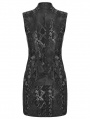 Black Gothic Punk Eyelets Snake-Skin Pattern Sleeveless Short Dress