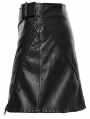 Black Gothic Punk Zipper Faux Leather Short Wrap Skirt