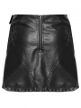 Black Gothic Punk Zipper Faux Leather Short Wrap Skirt