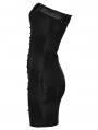 Black Gothic Sexy Front Drawstring Printed Tube Short Dress
