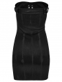 Black Gothic Sexy Front Drawstring Printed Tube Short Dress