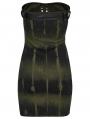 Black and Green Gothic Sexy Front Drawstring Printed Tube Short Dress