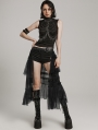 Black Gothic Sweet Cool Asymmetrical Layered Gradient Mesh Skirt