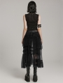 Black Gothic Sweet Cool Asymmetrical Layered Gradient Mesh Skirt