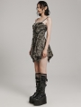 Black and Coffee Gothic Wasteland Punk Eyelet Webbing Slip Dress