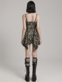 Black and Coffee Gothic Wasteland Punk Eyelet Webbing Slip Dress