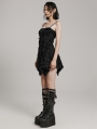 Black Gothic Wasteland Punk Eyelet Webbing Slip Dress