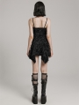 Black Gothic Wasteland Punk Eyelet Webbing Slip Dress