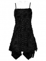 Black Gothic Wasteland Punk Eyelet Webbing Slip Dress