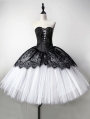 Black and White Gothic  Lace TuTu Style Corset Mid-Length Prom Party Dress