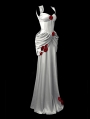 White Taffeta Red Rose Elegant Gothic Wedding Dress