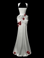 White Taffeta Red Rose Elegant Gothic Wedding Dress