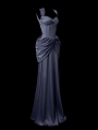 Dark Blue Taffeta Sweetheart Elegant Gothic Wedding Dress