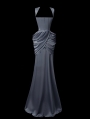 Dark Blue Taffeta Sweetheart Elegant Gothic Wedding Dress