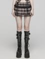 Black and Pink Plaid Sweet Gothic Grunge Pleated Short Skirt