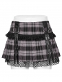 Black and Pink Plaid Sweet Gothic Grunge Pleated Short Skirt