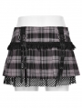 Black and Pink Plaid Sweet Gothic Grunge Pleated Short Skirt