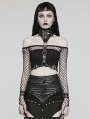 Black Gothic Punk PU Leather One Piece Choker Harness