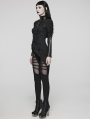 Black Gothic Punk Irregular Slim Long Sleeve T-Shirt for Women