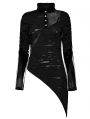 Black Gothic Punk Irregular Slim Long Sleeve T-Shirt for Women