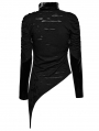 Black Gothic Punk Irregular Slim Long Sleeve T-Shirt for Women