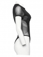 Black Gothic Punk Sexy Mesh Splicing Bodysuit for Women